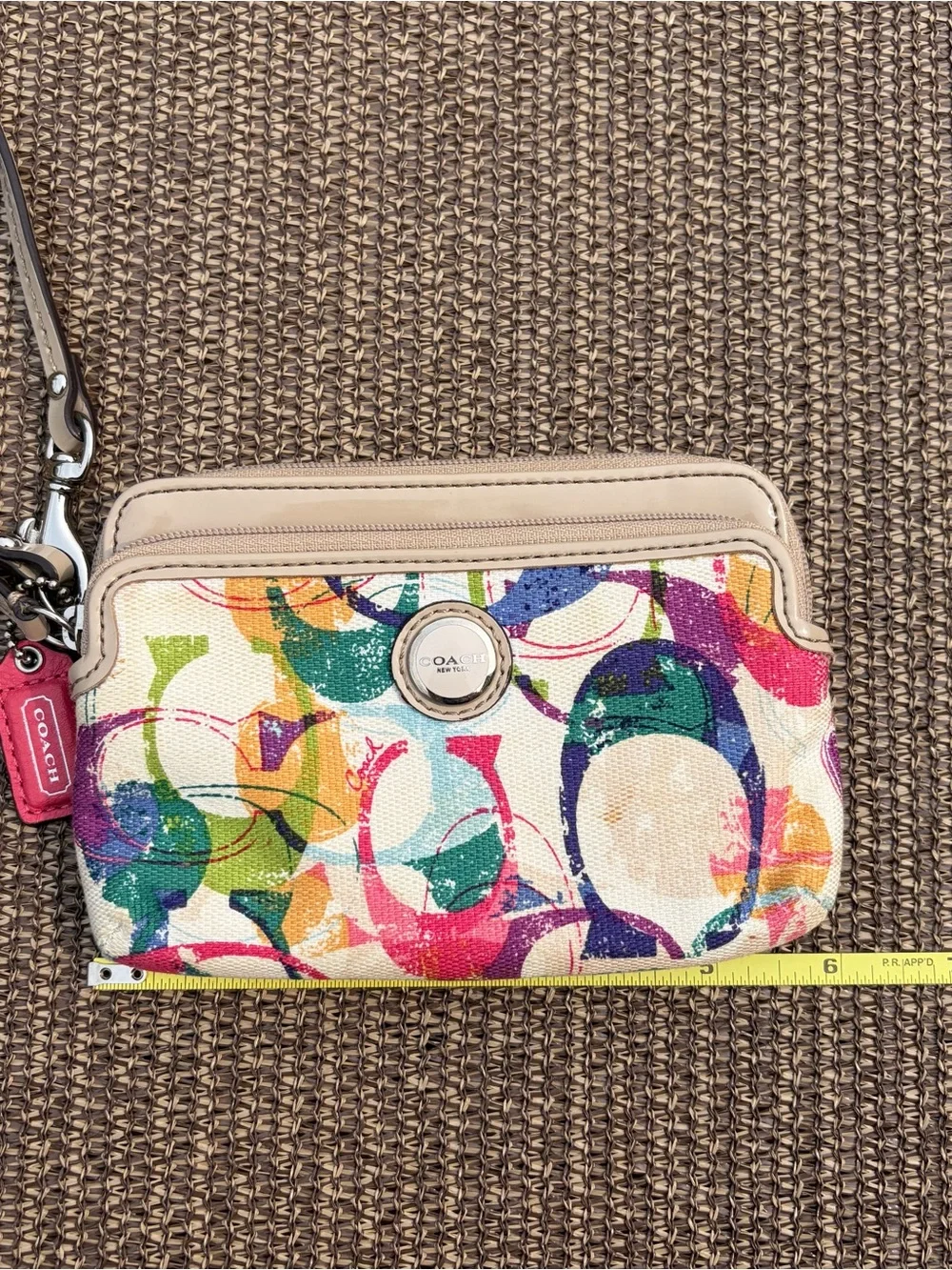 Coach Poppy Graffiti Watercolor Double Zip Wristlet